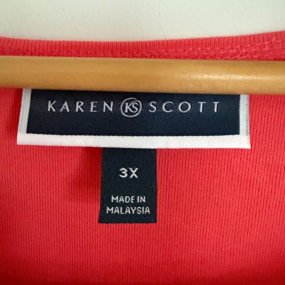 Karen Scott Woman Orange Round Neck Short Sleeves Pullover Top Size 3X - Picture 3 of 4